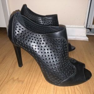 PRADA Black peep toe Booties